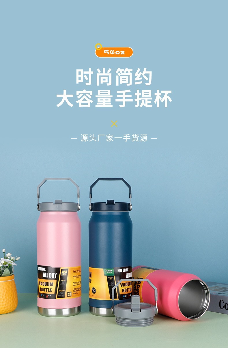 跨境时尚大容量不锈钢保温杯车载便携汽车杯户外登山随行运动水壶详情1