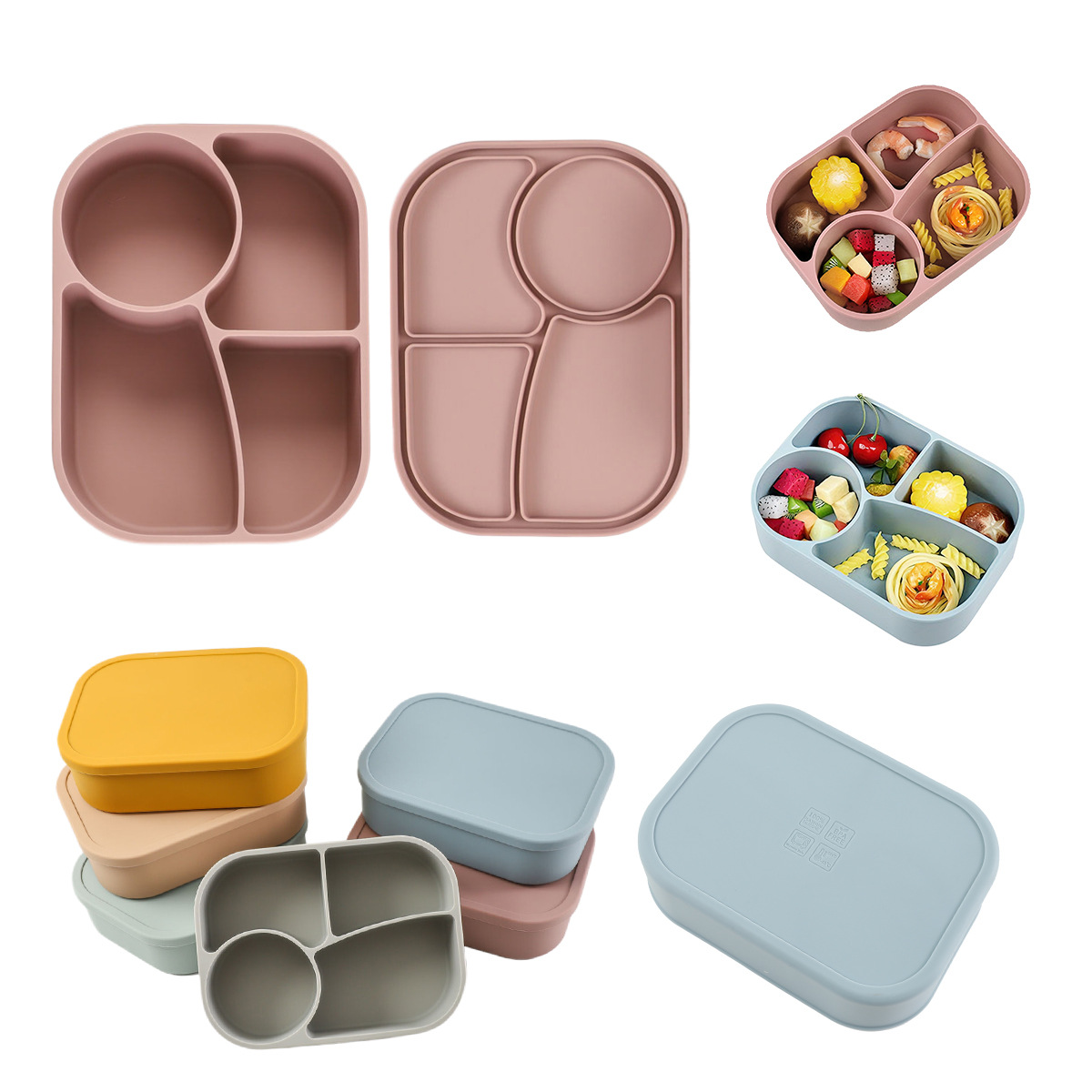 保鲜盒食品级硅胶便当盒分格水果盒上班族微波炉加热铂金密封饭盒详情8