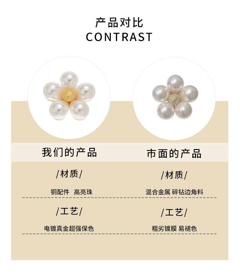 法式高级感白色花朵胸针女时尚轻奢风花卉胸花新品珍珠花别针配饰详情22