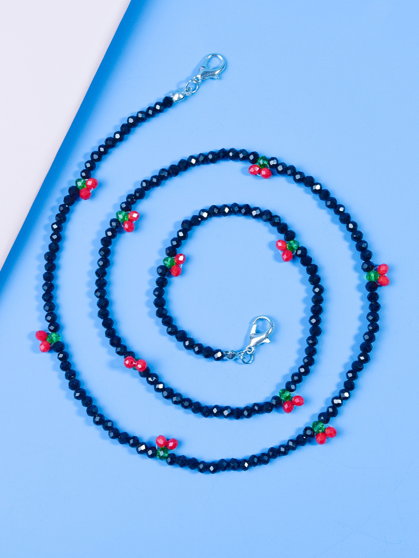 Wholesale of 2022 new style simple and fashionable eyeglass chain accessories, crystal rice bead necklaces pic 1