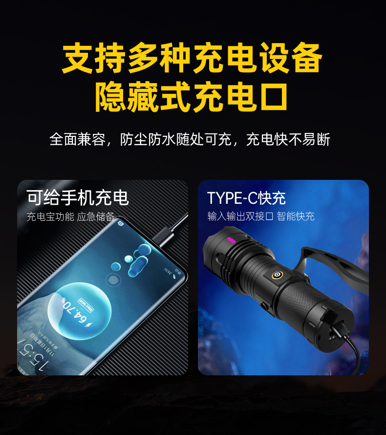 Wholesale of cross-border high-power long-range laser cannon flashlight charging LED strong light clear laser portable lamp pic 15