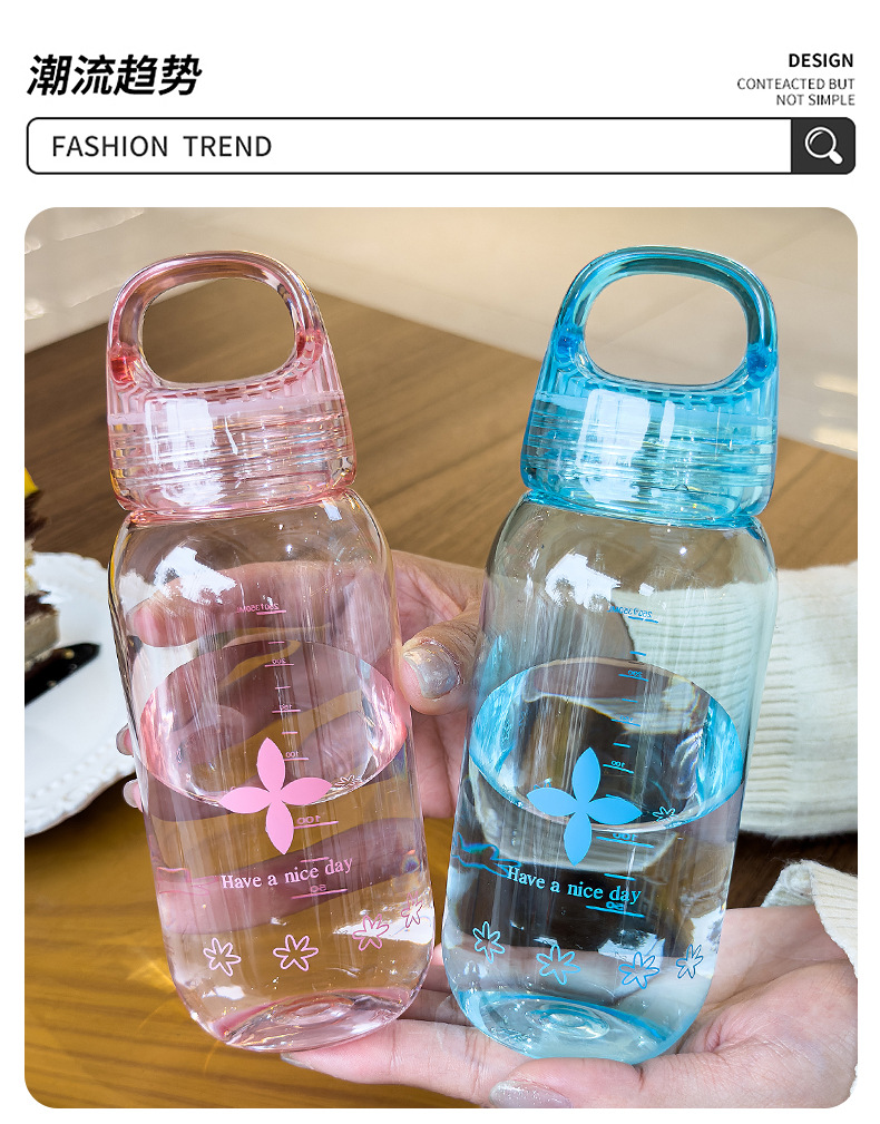 Hand-held plastic cup with scale, portable student cup for both men and women, transparent Tritan material pic 12