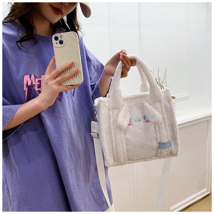 可爱库洛米毛绒手提包包女2024新款大容量百搭通勤学生上课托特包详情18