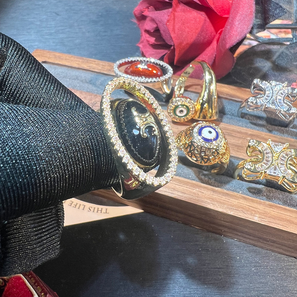 凯旋门滴油恶魔之眼欧美跨境开口戒指复古时尚个性小众甜酷风戒指详情5