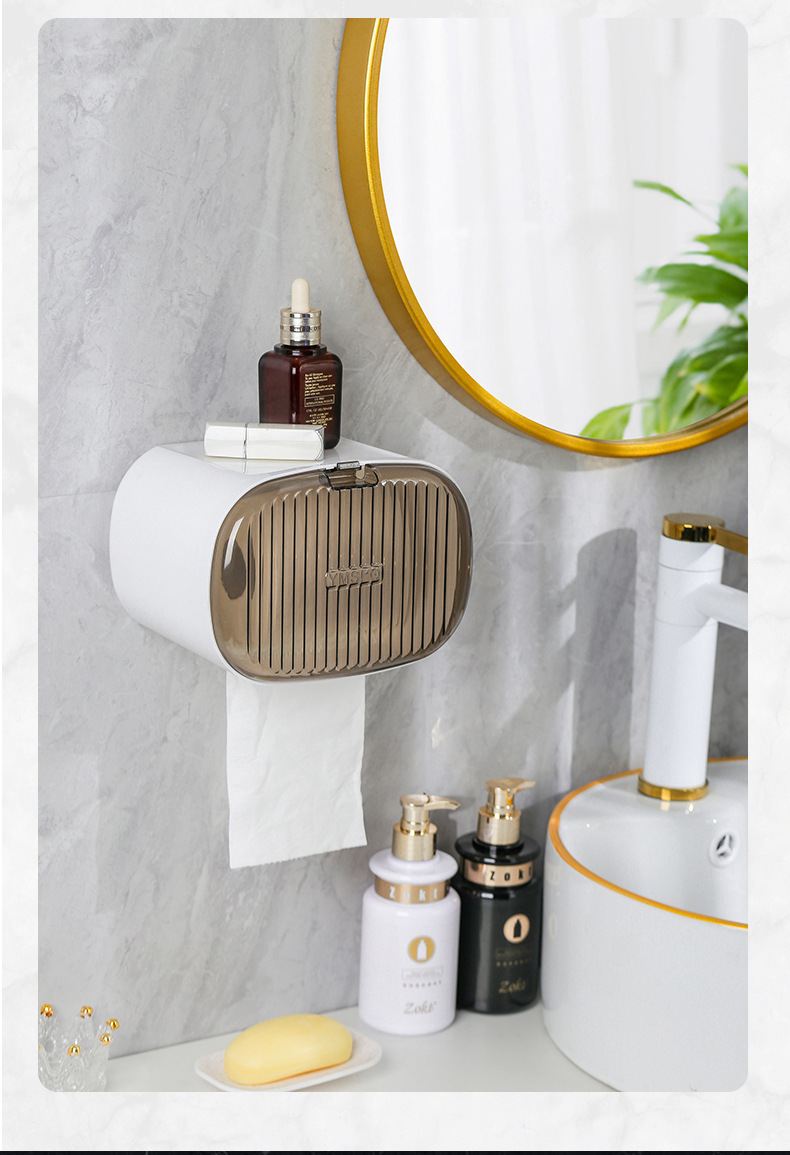 卫生间厕所纸巾盒免打孔防水壁挂式免打孔抽纸盒卫生纸抽盒卷纸盒详情14