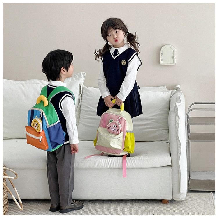 幼儿园儿童双肩包男童大容量背包2024新款可爱女孩拼色小书包外出详情9