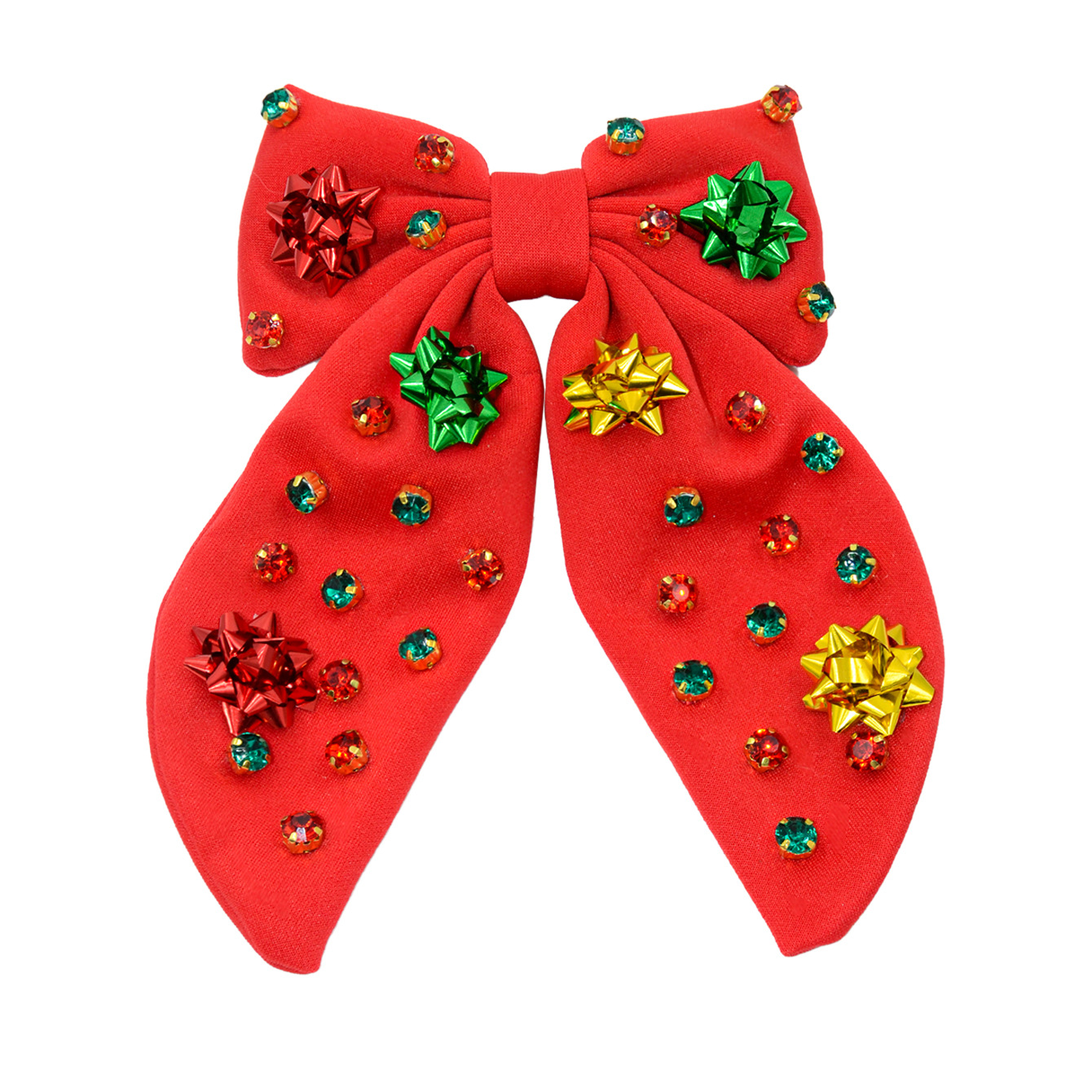 Qiwei Accessories Exclusive European and American new Christmas flower hair clips, fabric sticky diamond star flower spring clips, holiday hair accessories for women pic 6