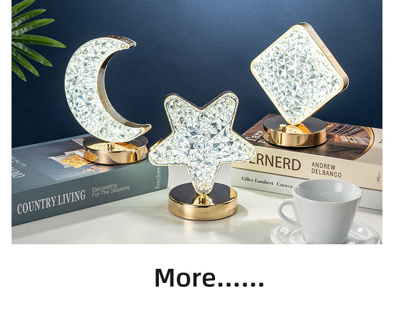 Creative gift: Star and moon night light, touch three-color charging ambient light, bedroom birthday gift: night light pic 3