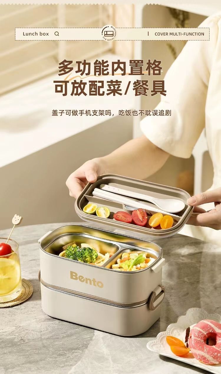 Stainless steel microwave oven heating portable large-capacity multi-layer household, office worker and student lunch box pic 13