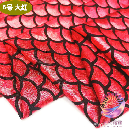镭射四面高弹鱼鳞布牛奶丝氨纶烫金面料美人鱼裙舞台服装装饰布详情11