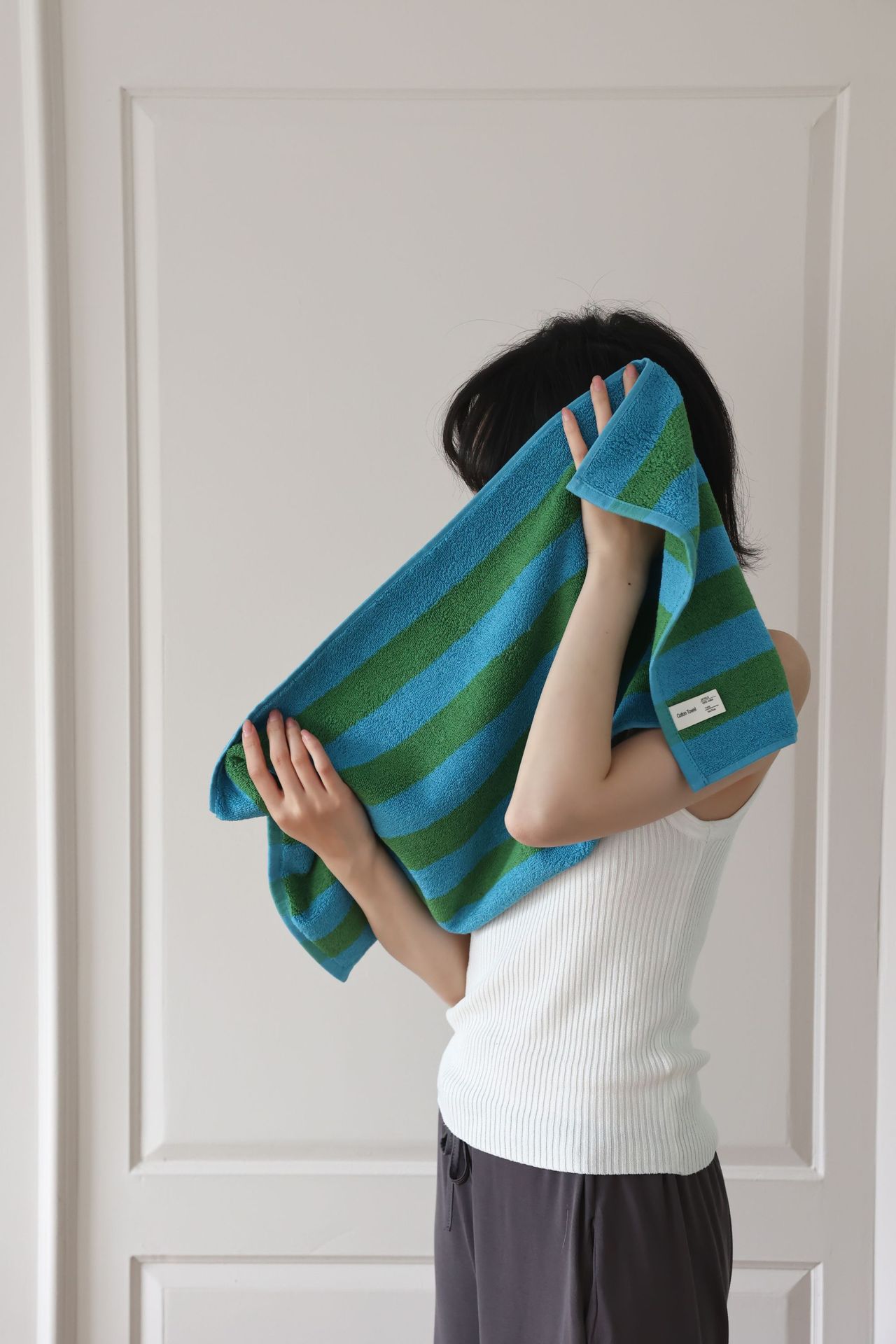 Sen fine striped retro style all-cotton towel, combed cotton Class A simple combed cotton towel, bathroom absorbent bath towel pic 14
