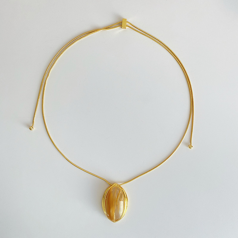 天然茶晶可调节吊坠项链铜镀真金耳钉戒指轻奢小众设计高级感项女详情13