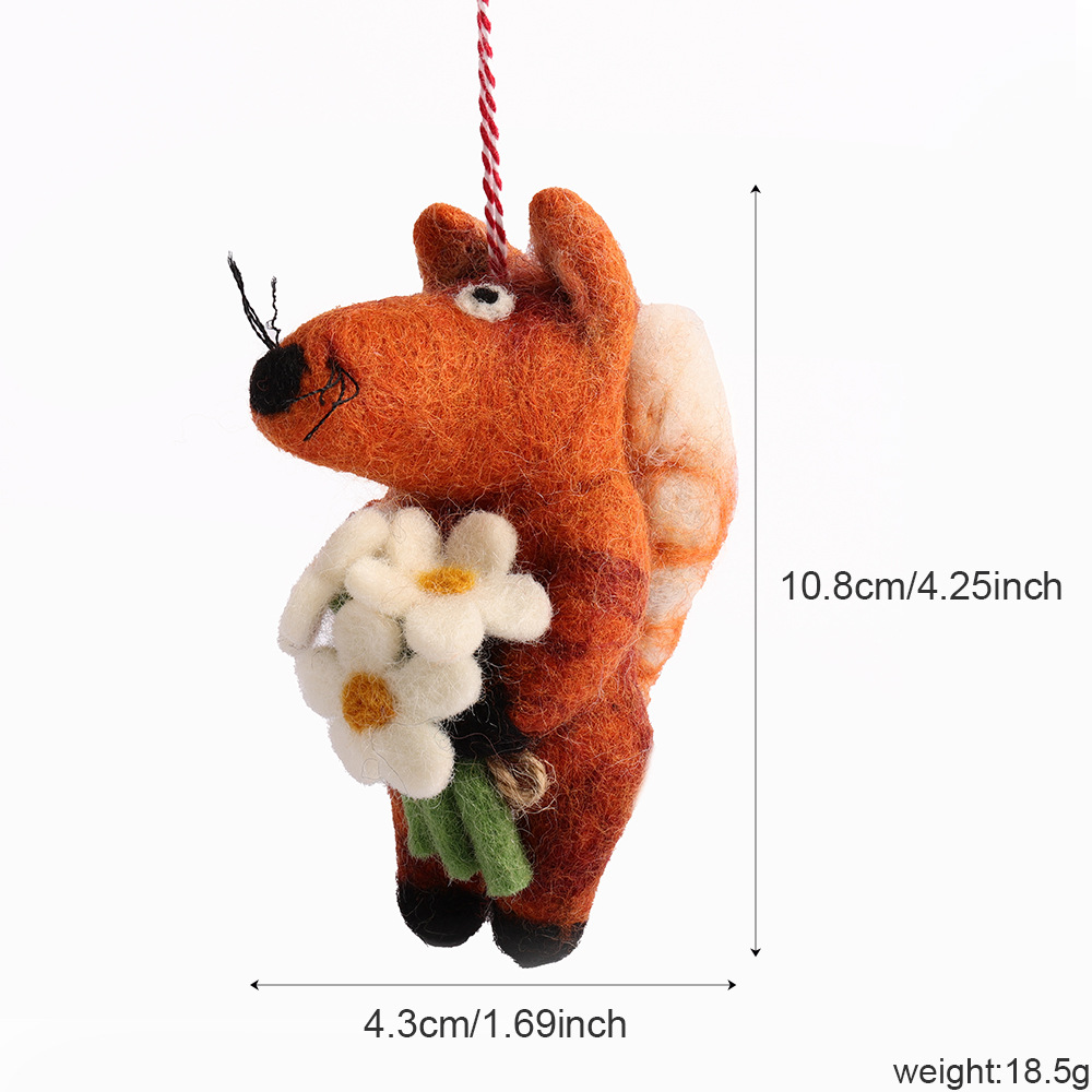 Nepalese wool felt pendants, cute fox three-dimensional plush pendants, car keychains, doll pendants wholesale pic 1