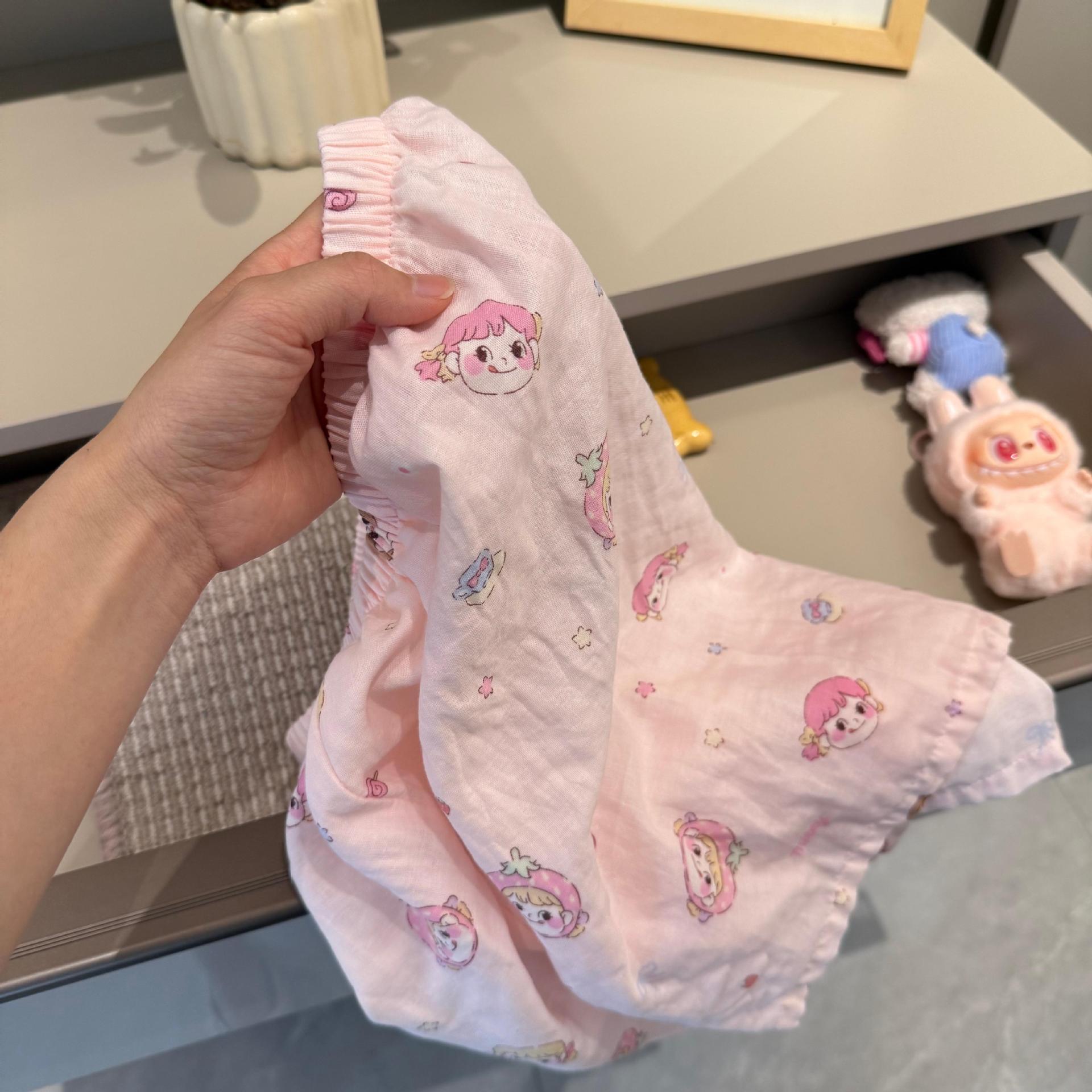 Class A all-cotton double-layer yarn round-neck pajamas, short sleeves, long sleeves, shorts, long pants, postpartum home wear set, cartoon breathable pic 20