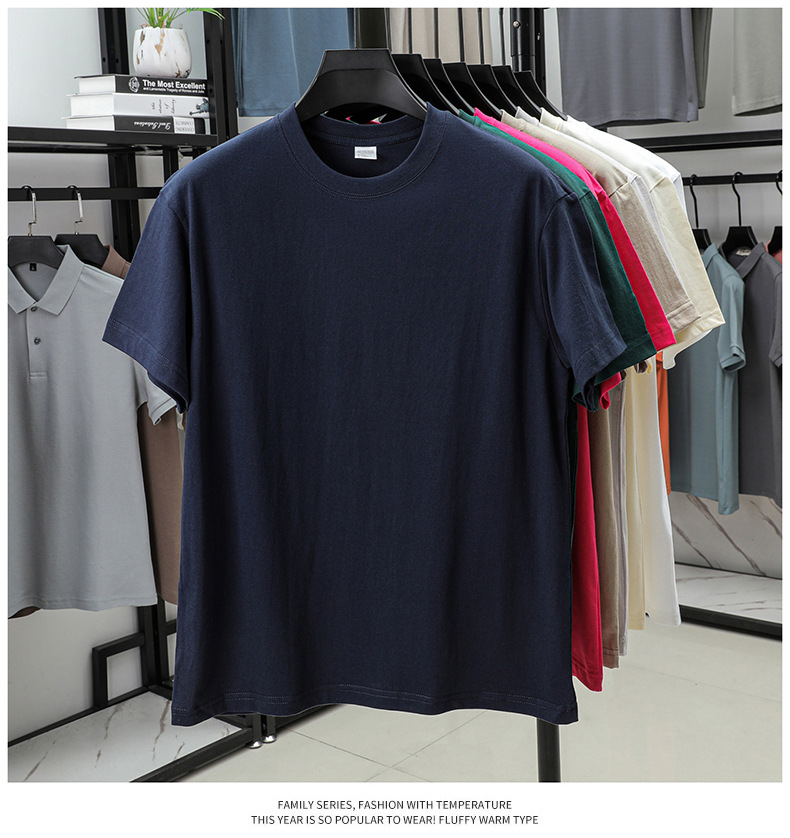 2025夏季新款7A抗菌透气男士短袖t恤14色230克纯棉圆领休闲T恤男详情32