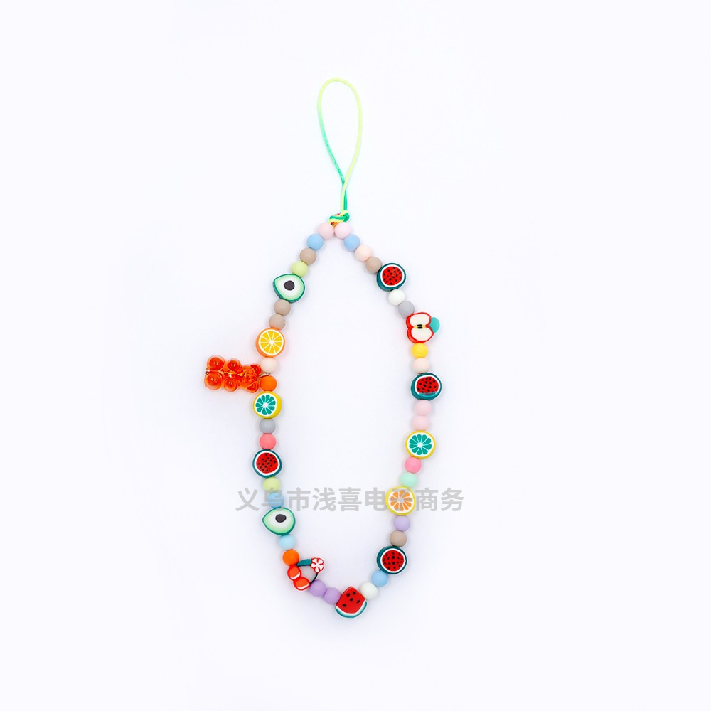 European and American soft clay phone chain, colorful fruit anti-loss creative phone case hanging decoration, flower heart phone lanyard pic 2