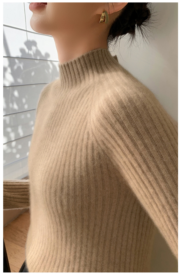 100% cashmere semi-high-neck cashmere sweater for women in autumn and winter, long-sleeved knitted base layer, thick warm sweater for women pic 11