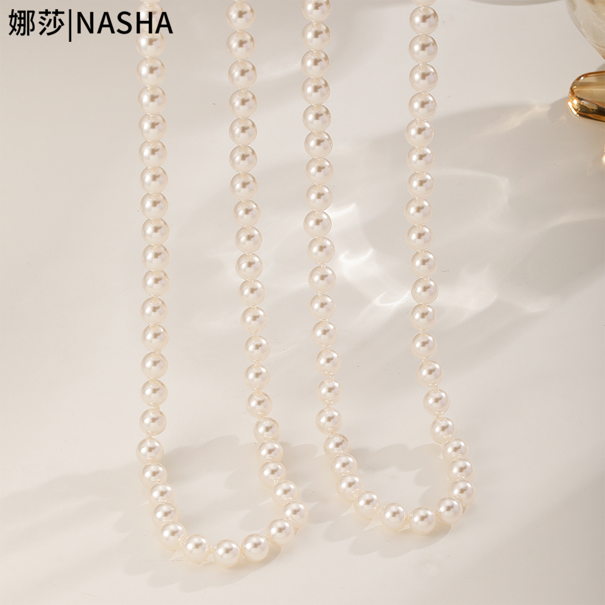 娜莎高品质玻璃珍珠长款毛衣链轻奢高级感可叠戴毛衣链长款秋冬详情11