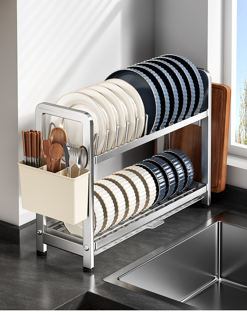 New kitchen bowl and plate draining rack, new bowl and plate storage rack, cutting board and knife rack, kitchen storage rack, countertop multi-functional storage pic 17