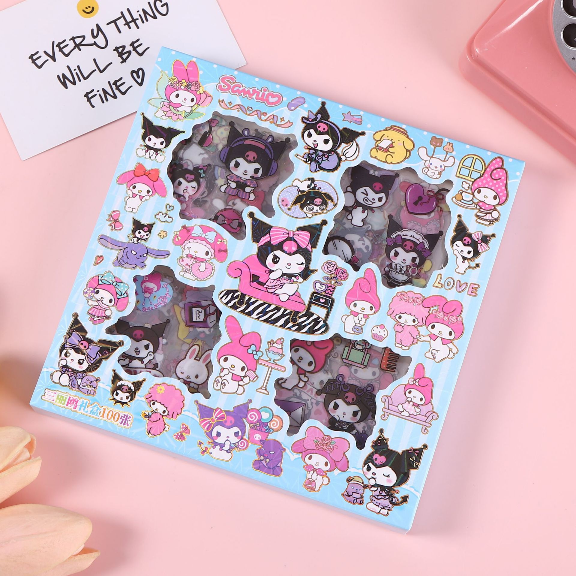 100张不重复手账贴纸防水可爱卡通创意贴画儿童卡皮DIY换装批发详情12