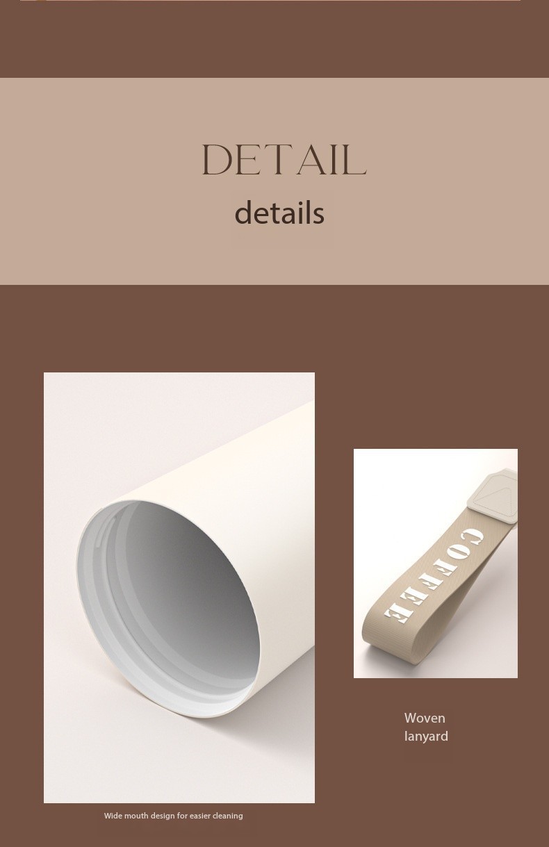 The new Lily of the Bell high appearance level insulated cup, seamless inner liner, double-drinking coffee cup, 316 stainless steel ceramic inner liner, water cup pic 16
