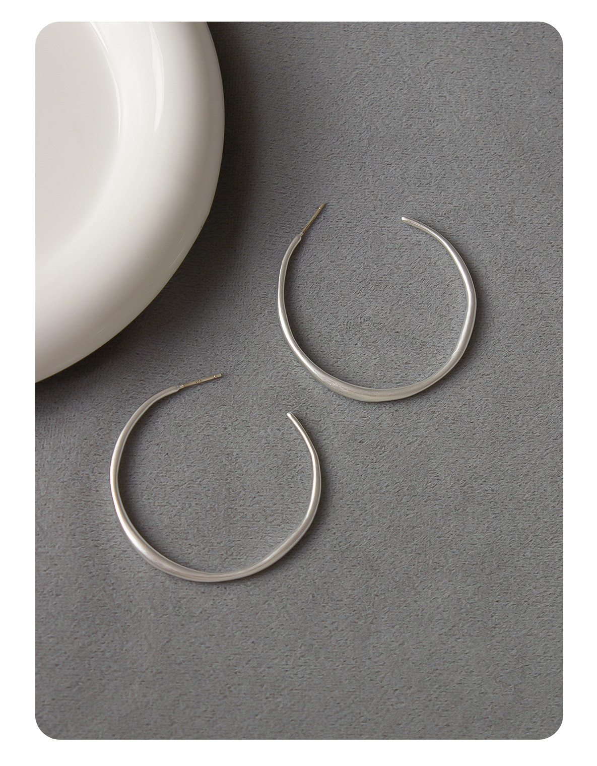 不规则大耳圈 KM新款电镀银欧美简约光面素圈耳饰圆形大圈耳环详情6