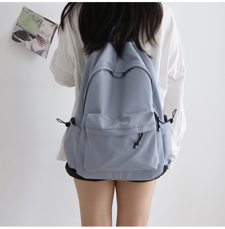 NR森系百搭纯色双肩包男书包女大学生韩版高中背包女双肩大小款详情8