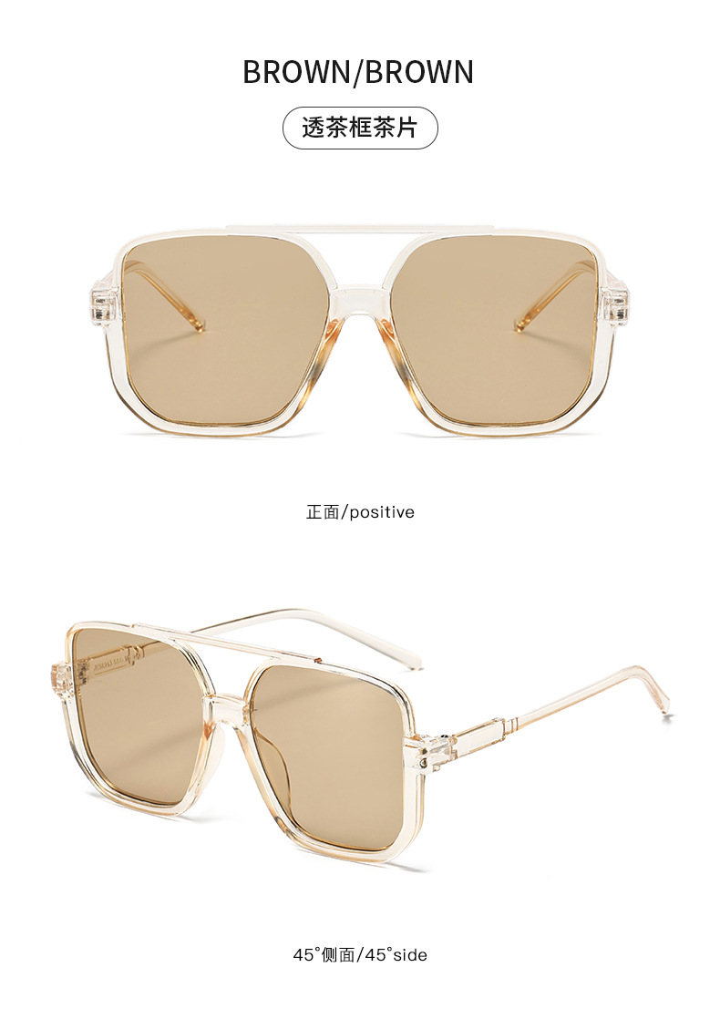 Retro tea-colored sunglasses, feminine personality, half-frame glasses, popular street style on Instagram, large-frame round face slimming sunglasses, trendy pic 16