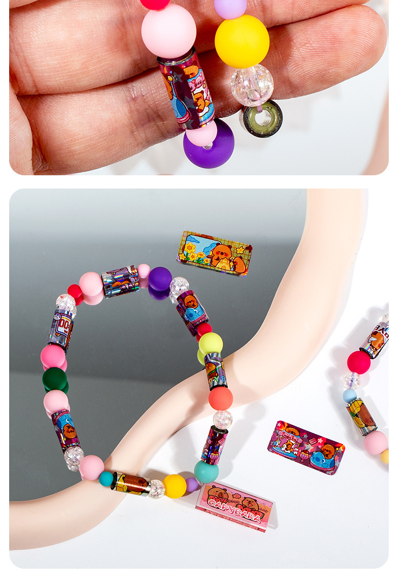 盲盒贴纸串珠手链贴纸粒惊喜盒DIY手账贴贴乐跨境镭射素材包批发详情8