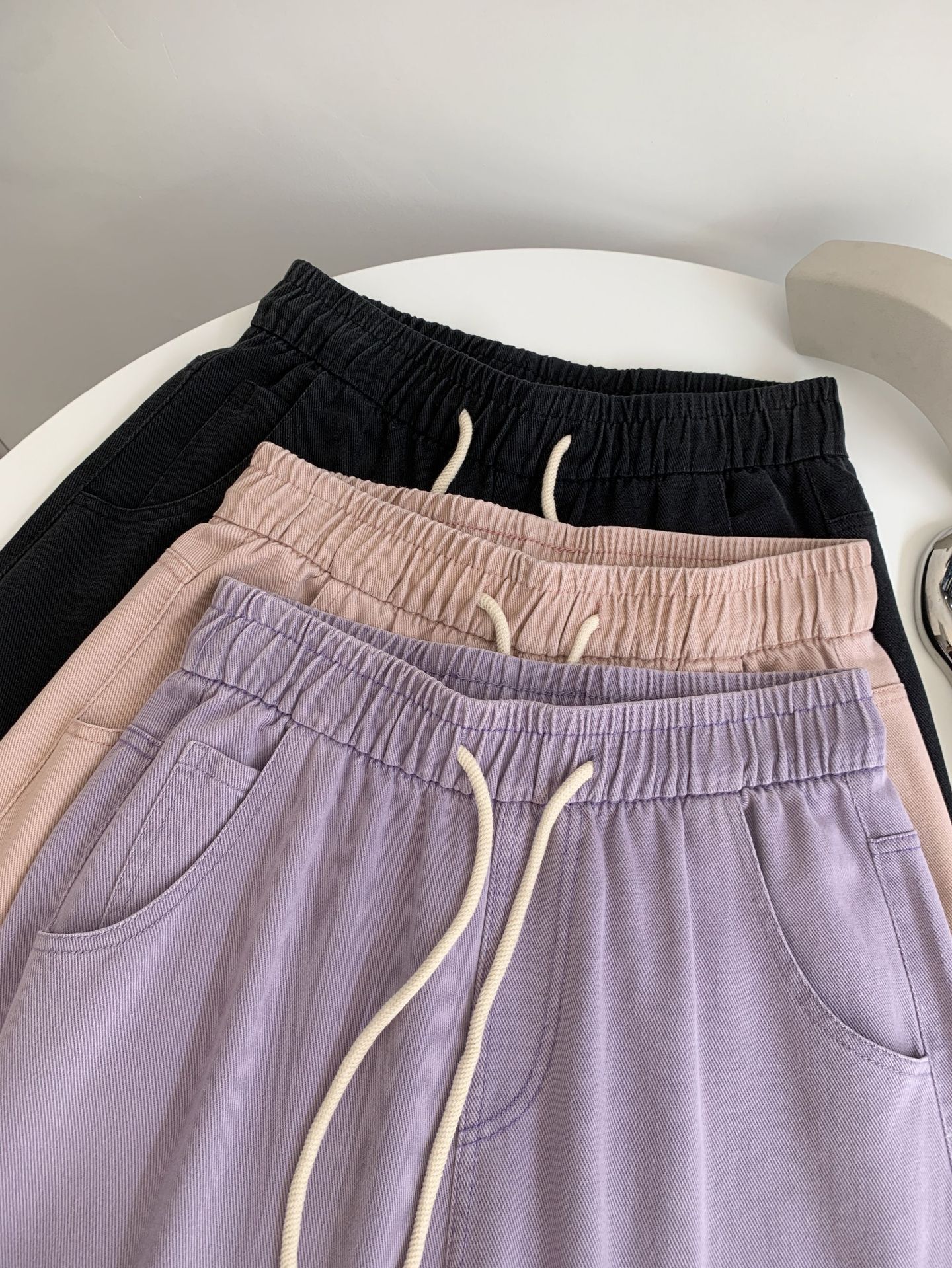 纯棉休闲裤女夏秋新款复古宽松百搭显瘦松紧腰九分裤时尚哈伦裤子详情6