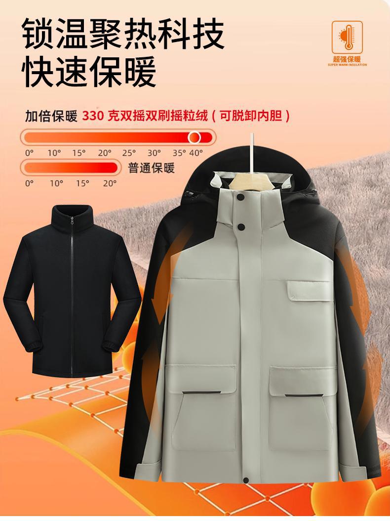 户外冲锋衣男女三合一秋冬连帽登山服可印花高品质男冲锋衣详情10