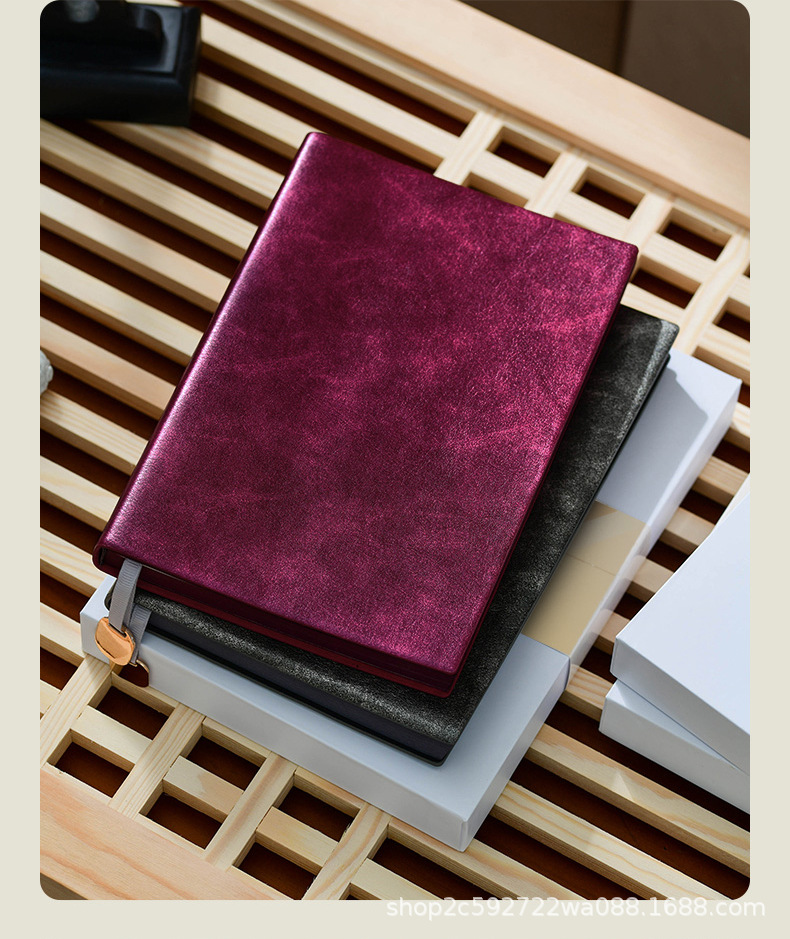 复古珠光皮质记事本订购印logo商务高档办公国风加厚A5笔记本本子详情19