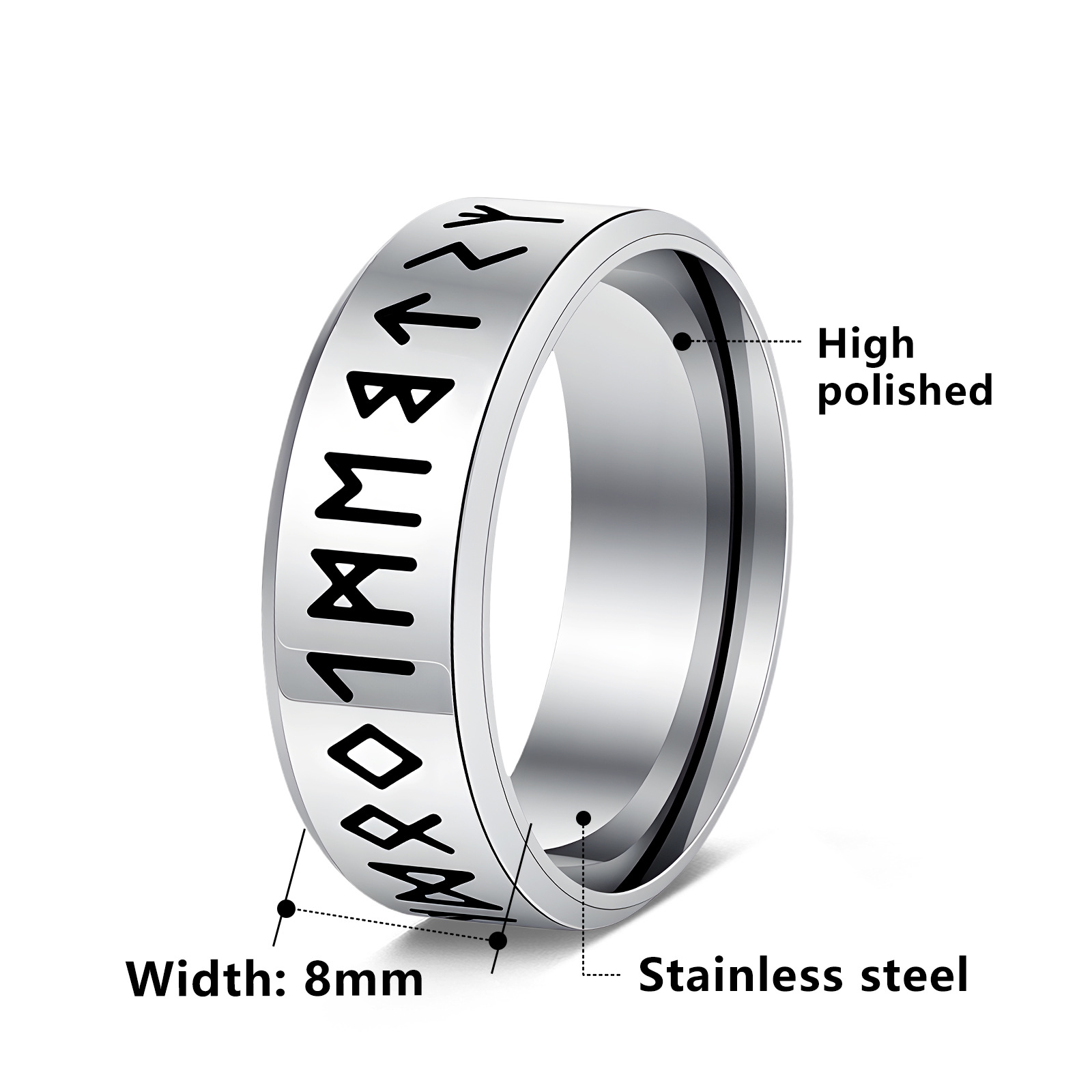 The new Viking stainless steel ring and Rune totem ring for men from the Nordic cross-border Amazon temu pic 2