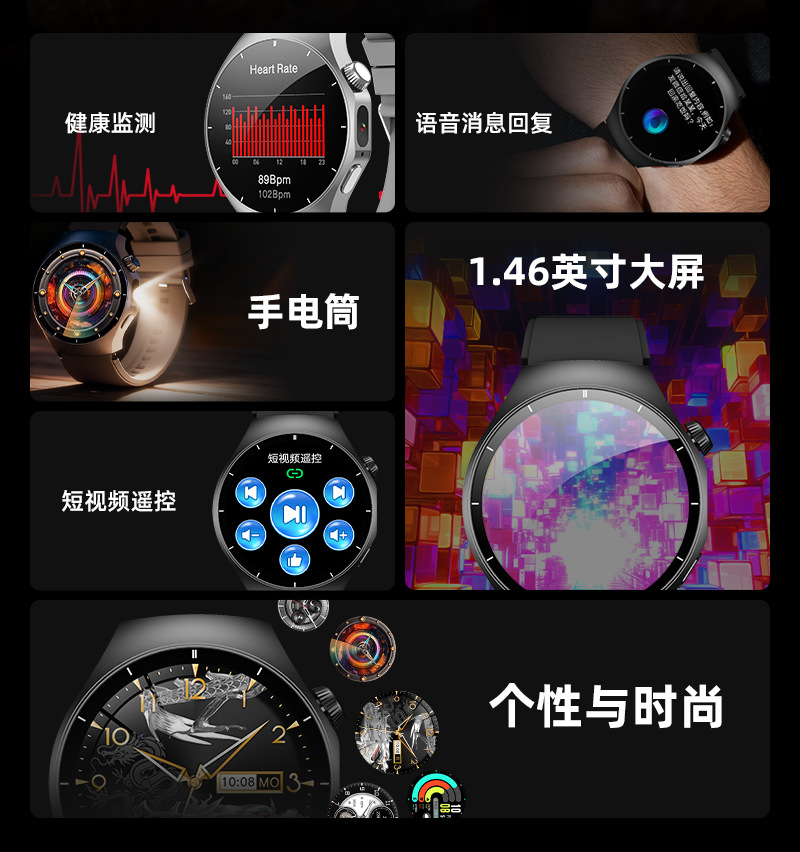 S103智能手表蓝牙通话运动户外防水健康监测血样血压超长续航跨境详情2