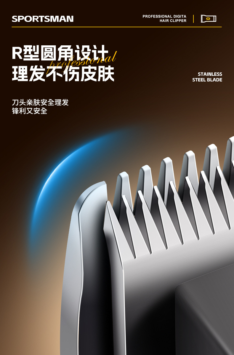 SPORTSMAN SM-738 Hair Clipper Set - LCD Digital display Electric Hair Clipper for Men - Oil Head Engraving Electric Clipper Hair Clipper set pic 5
