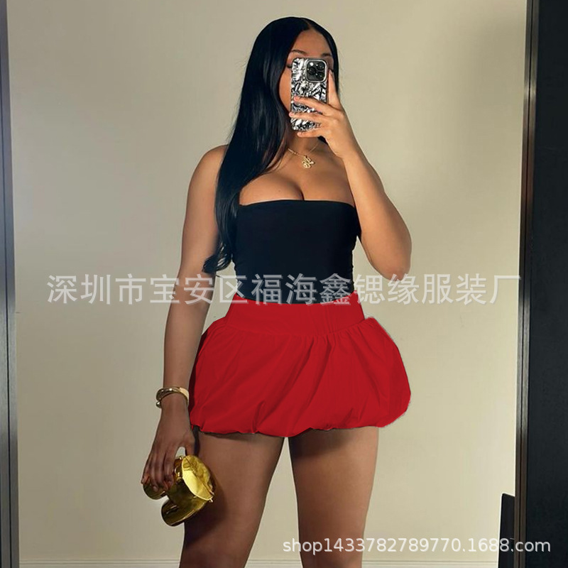 欧美2025性感女装新款纯色百搭Bubble泡泡裙高腰半身裙12色现货详情16