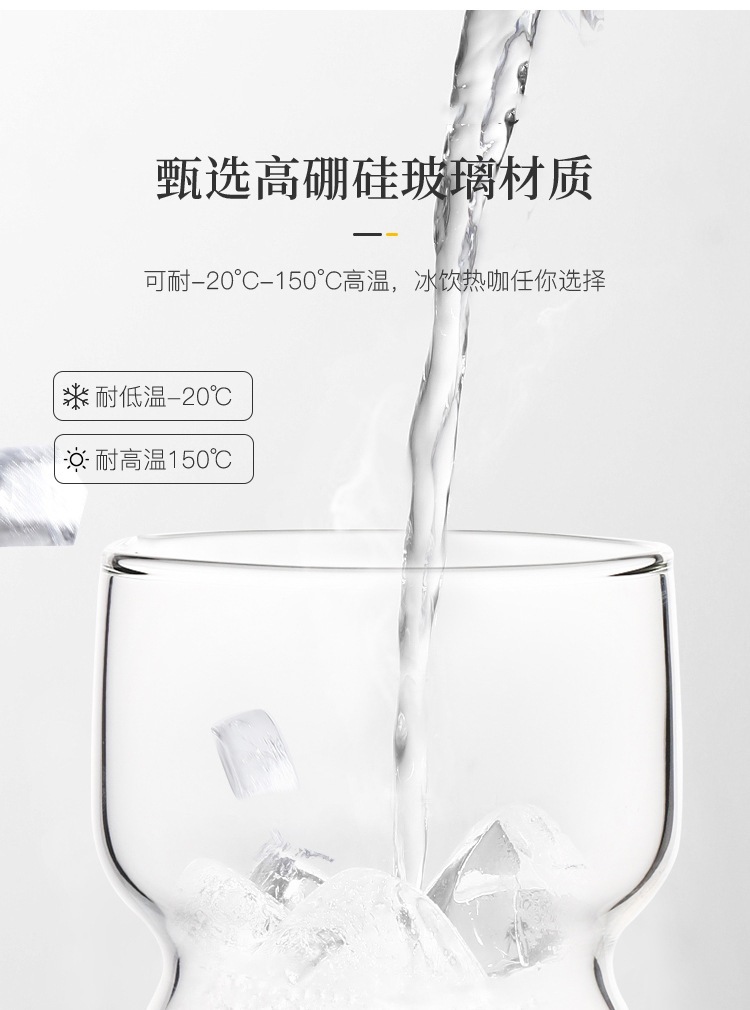 竖条纹冰美式拿铁咖啡杯ins耐高温水杯早餐牛奶杯网红胖胖玻璃杯详情5