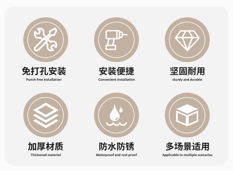 金荣达 免打孔铝合金拉手明装阳台橱柜厨房推拉门把手免开槽把手详情5