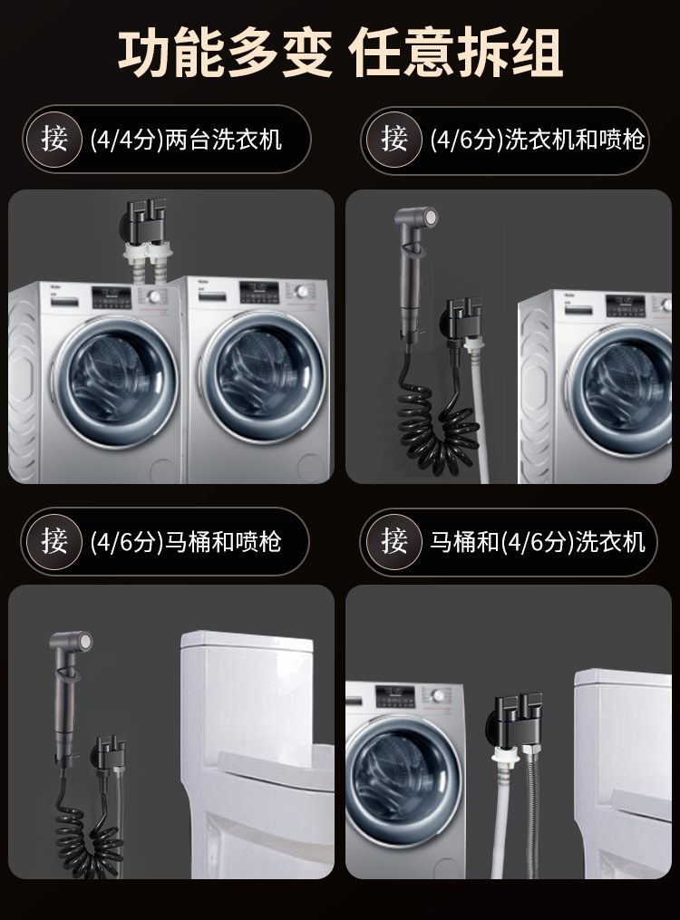 All-copper washing machine faucet automatic stop valve special snap-on faucet connector drum automatic 46 points universal pic 14