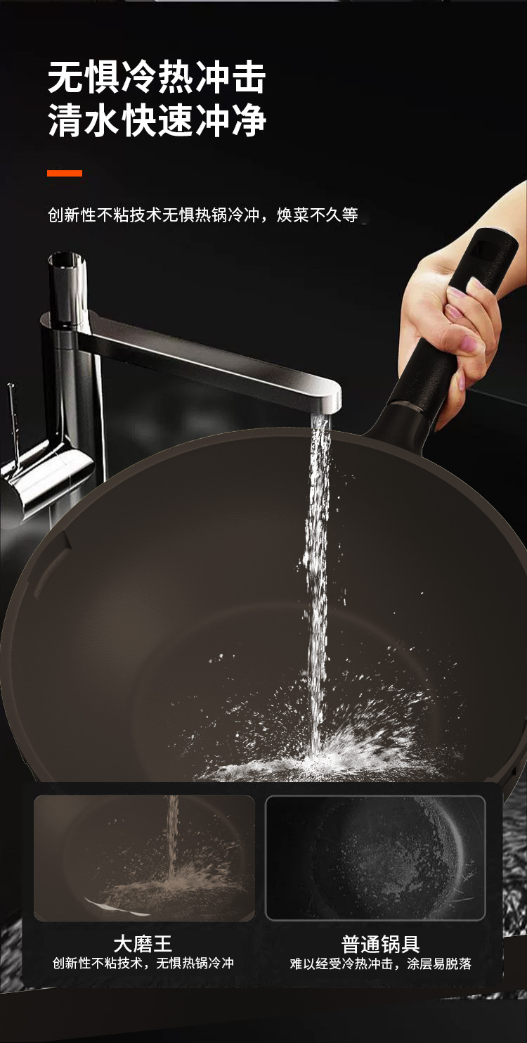钛真不粘锅炒菜锅钛熔射耐磨平底煎炒锅轻油烟电磁炉燃气灶通用详情9