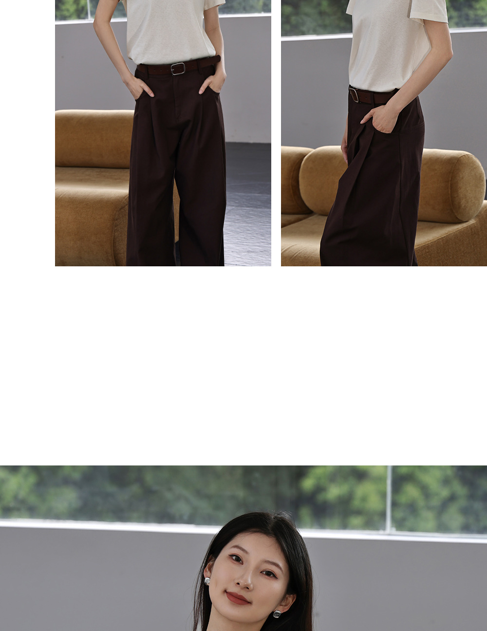 纯色棉亚麻圆领T恤女式春夏季薄款宽松上衣正肩显瘦套头休闲短袖详情45