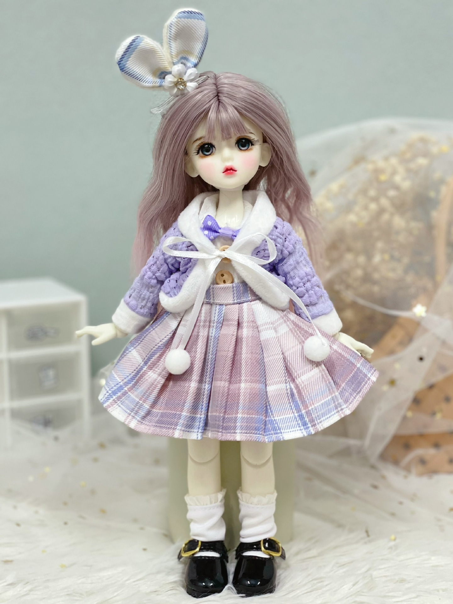 6 points bjd doll dress-up clothes, 30 cm doll set dress, autumn and winter outfits, Lolita jk maid dress pic 23