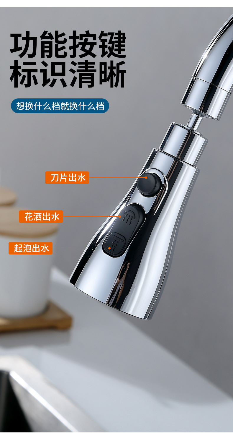 Double-blade Little Waist Universal rotating faucet anti-base water wonder, kitchen household faucet extension nozzle pic 9