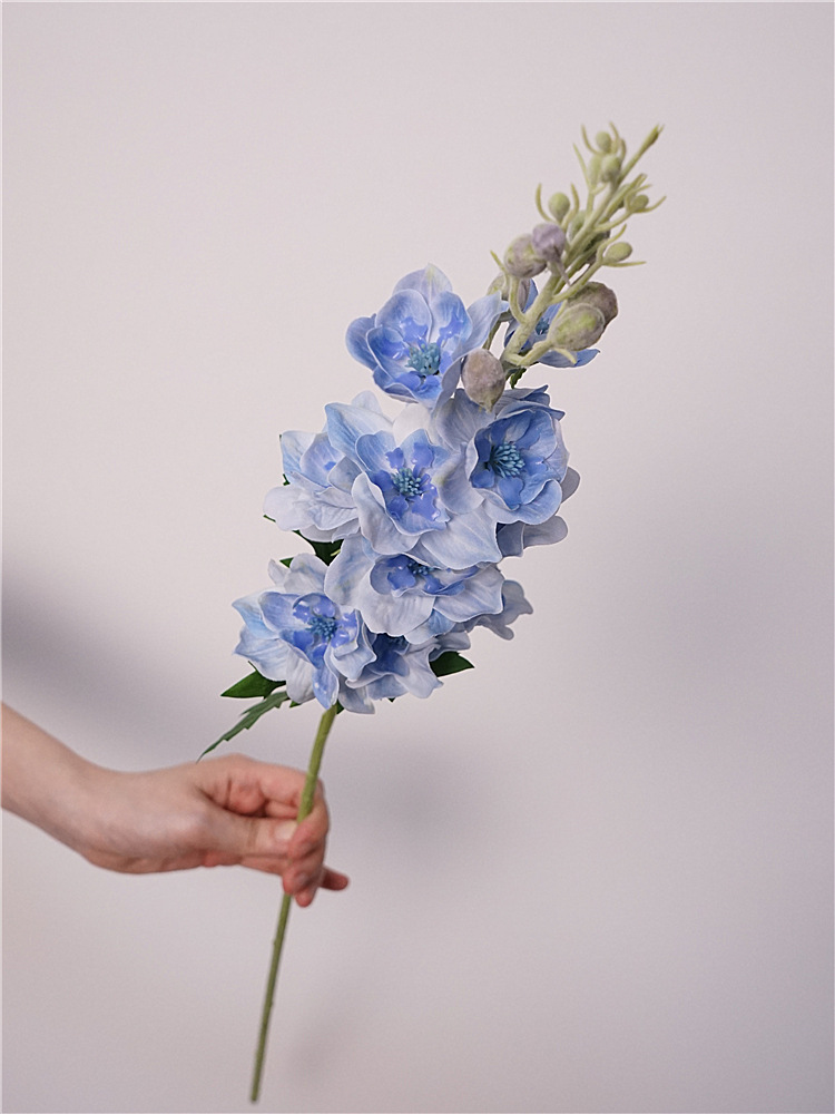 仿真花手感保湿飞燕草单枝家居花艺摆件婚庆假花摄影道具软装批发详情4