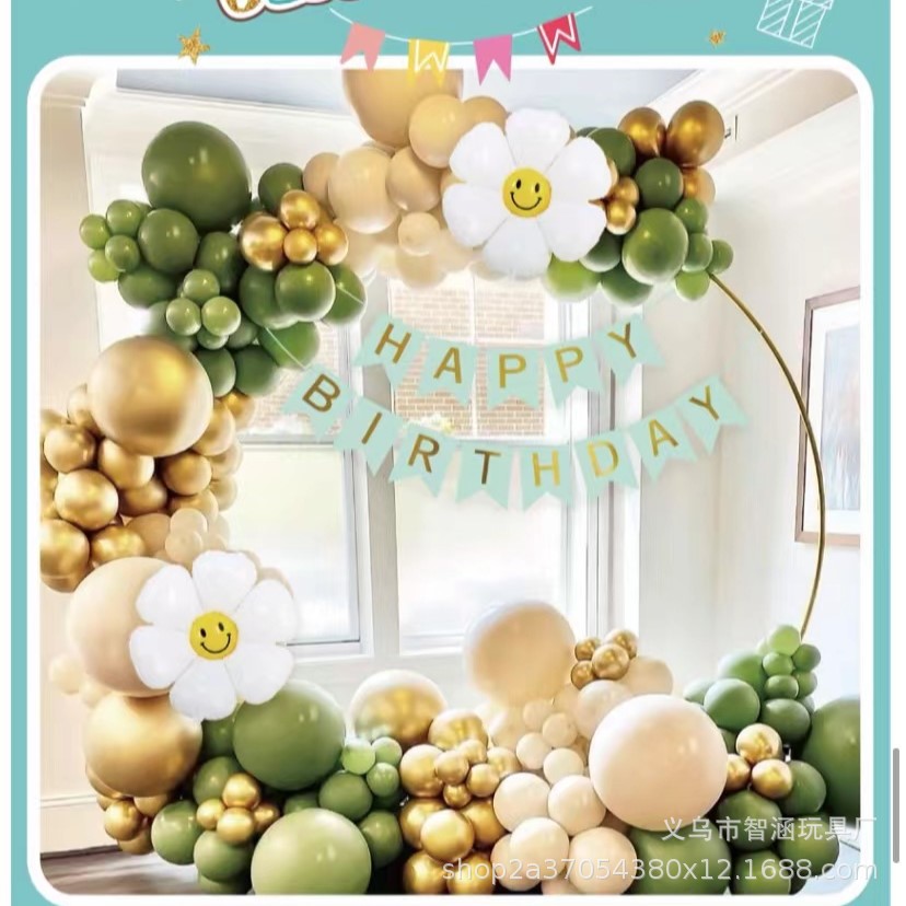 Creative design of green theme balloon set scene arrangement for birthday party balloon chain set scene arrangement pic 14