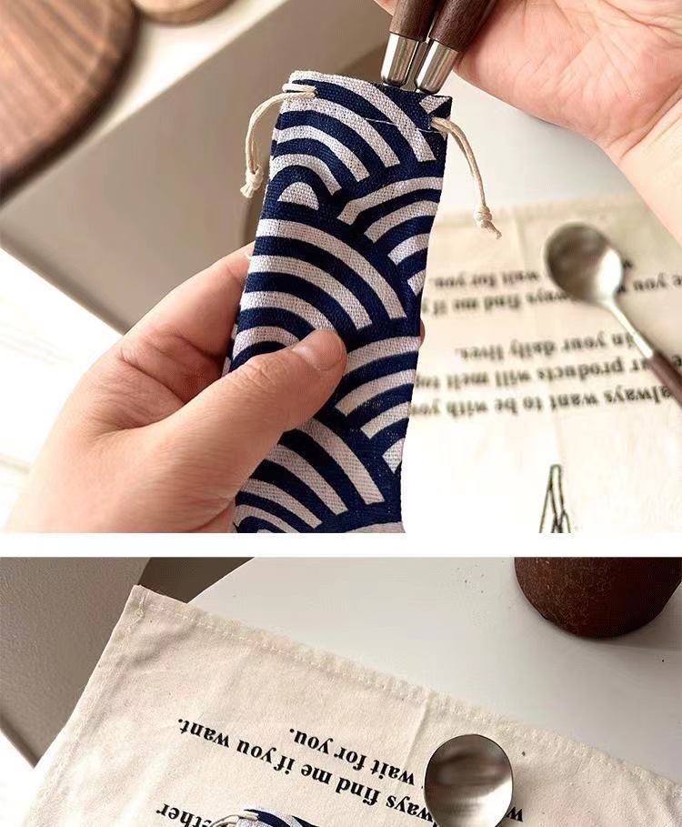 仿胡桃木柄简约质感不锈钢勺子叉子套装家用西餐餐勺高颜值餐具详情8