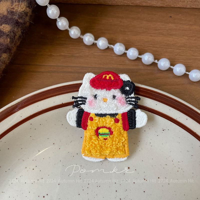 新款韩版甜美kt秋冬手工发饰儿童布艺侧边碎发刘海夹对装掰掰夹女Pom.kr 麦当劳装扮kt发夹可爱儿童发饰百搭布艺手工款详情7