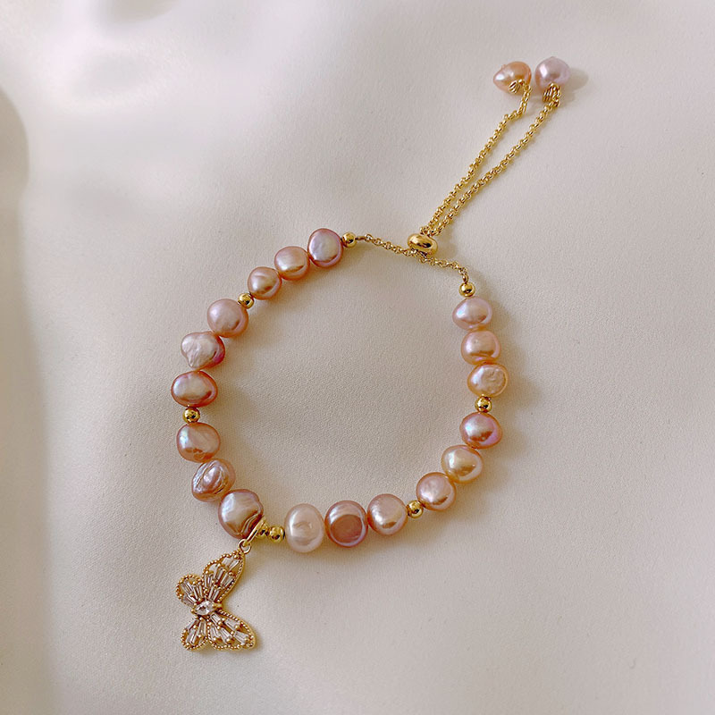 淡水珍珠微镶锆石蝴蝶手链气质手饰韩版闺蜜网红手串复古简约饰品详情5