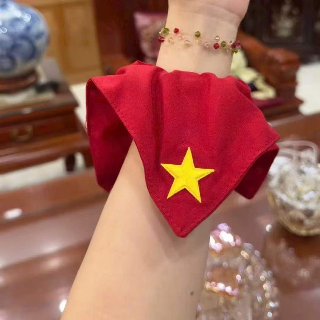 国庆节红色五角星印花布料发圈个性潮流马尾发饰女式头饰发圈大肠发圈头绳饰品大肠圈发饰详情4