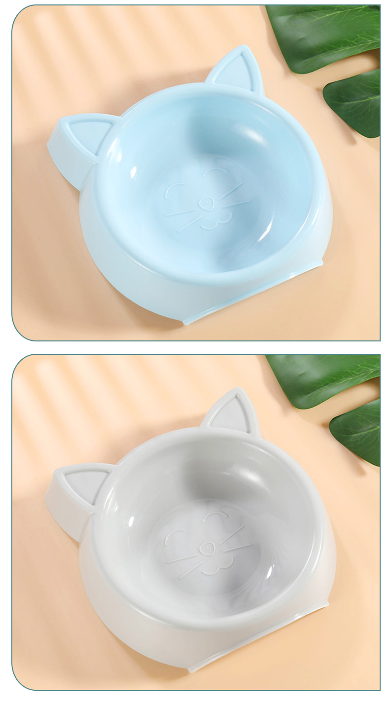 Cute cat-shaped pet bowl, round feeding bowl for dogs and cats, PP bowl, leak-proof and topper-proof rice bowl, pet drinking water bowl and plate pic 9